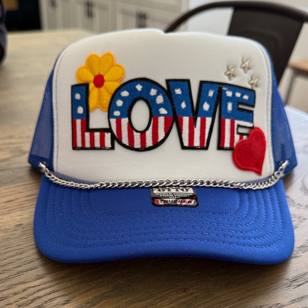 Women’s Patchy Trucker Hat - Blue and White